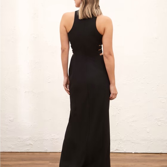 Black floor length formal dress with side cutout detailing - Picture 3 of 3